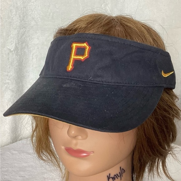 Pittsburgh Pirates Nike Vtg Logo MLB Golf Adult Visor Black Hat Cap Baseball New - Picture 1 of 7
